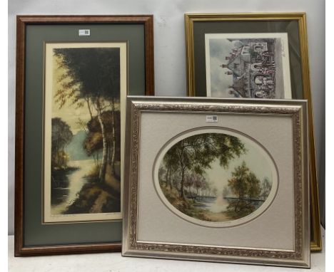 French School (20th century): Lake Landscape, two coloured etchings signed and titled in pencil together with a Sturgeon prin