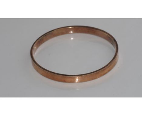 Large vintage 9ct gold, silver lined bangle size approx 7.5cm diameter