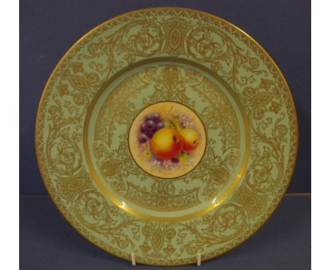 Royal Worcester hand painted "fruit"display plate signed H. Henry, D27cm approx