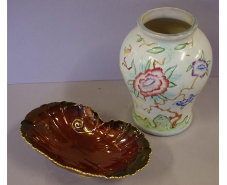 Wood and Sons "Chinese Rose" vase H24cm approx, together with Carltonware "rouge royal" bowl