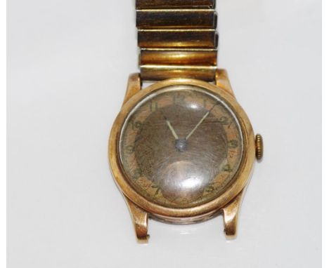 Vintage Omega gentlemen's 9ct cased wristwatch with Omega movement, not currently working and strap needs repair, engraved on