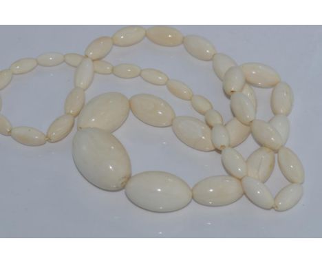 Good vintage graduated ivory bead necklace approx 80cm, from a private collection . NB. this item cannot be exported without 