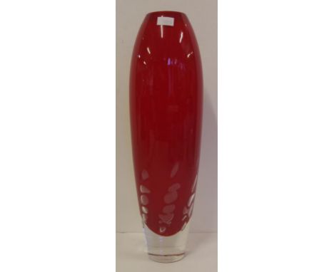 Villeroy and Boch red bubble art glass vase H32cm approx