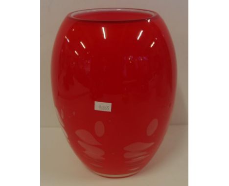 Villeroy and Boch red bubble art glass vase H23cm approx
