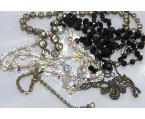Five various vintage necklaces including marcasite and a bracelet