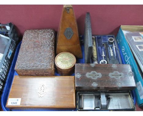 Maelzel Metronome. Allen &amp; Hanburys optical implement magnifier, Indian box, etc:- One Tray.