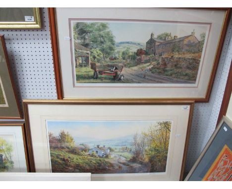 Rex Preston, 'Country Train' colour print 32.5 x 65cm, pencil signed. Graham Carver 'Thorpe, Wharfdale' Limited edition print