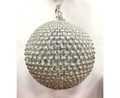 Disco Ball/Light Fitting circa 1980s, with faceted glass panels of varying size, approximately 80cm diameter, very heavy, ori
