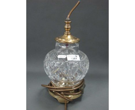 Waterford Glass Table Lamp.wear and surface scratches to brass, no chips.