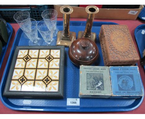 Pugin Inspired Pottery Tile by The Campell Brick and Tile Co No 27. Lantern slides, boxes, candlesticks, etc:- One Tray.