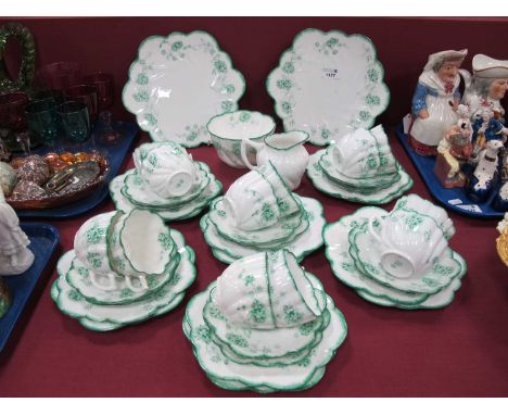 A B Jones, Longton Early XX Century Tea Service, of forty pieces, green floral.