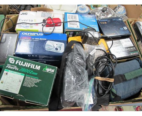 Cameras - Vivitar, Sony, Fuji, JVC, Olympus, etc:- Two Boxes
