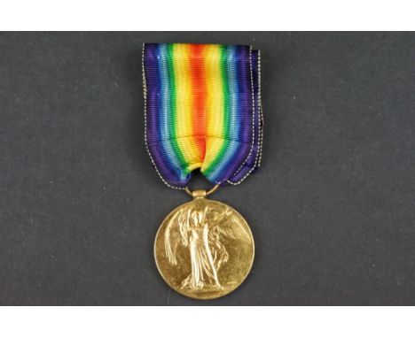 A British full size World War One Great War of civilisation Victory medal, named and issued to No.M-346018 PTE. W. LILLIS of 