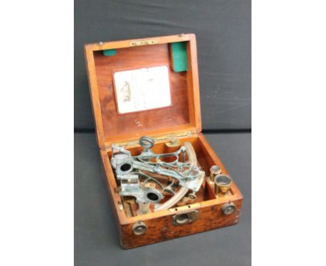 An Antique 19th Century Bell Pattern Sextant Within Original Wooden Box Named To J.V. Creagh Of The Royal Navy. 