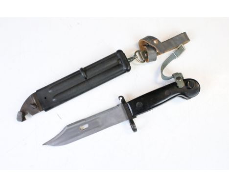 An AK47 Kalashnikov bayonet complete with wire cutter scabbard. 