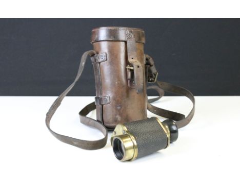A British Officers World War One Era No.1 Mk.1 Monocular Together With Leather carry case, both monocular and case are marked