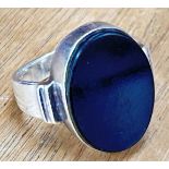 Silberring-800- "LMF", Onyx Lagenstein, RG 50, 5,9 gr.