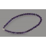 Halskette, polierte Amethyst-Kugeln, ca. L-38cm