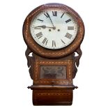 Wanduhr, Holz intarsiert, Werk läuft, H-70 cm, B-40 cm, guter Zustand