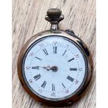 Damen-Taschenuhr in Silber-800- Gehäuse, Werk läuft, Öse fehlt