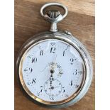 gr. mechanische Taschenuhr, Argentin gemarkt, Werk läuft, D-7 cm