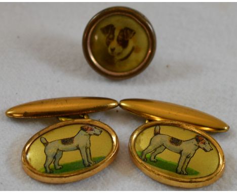 Dog items - Pair of cufflinks & 1 button 