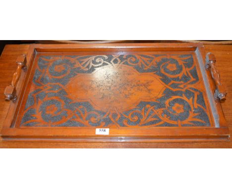 Pokerwork tea tray 