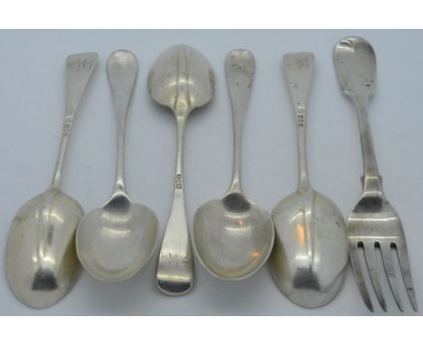 Silver fork + 5 dessert spoons 