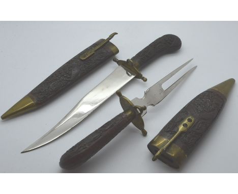 Carved dagger & fork 