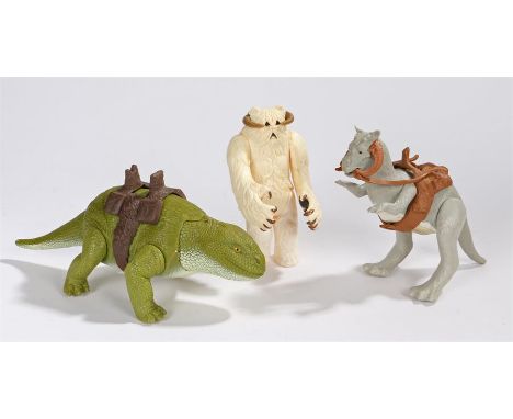 Kenner Star Wars A New Hope Patrol Dewback figure, the Empire Strikes Back Tauntaun figure with open belly rescue feature, th