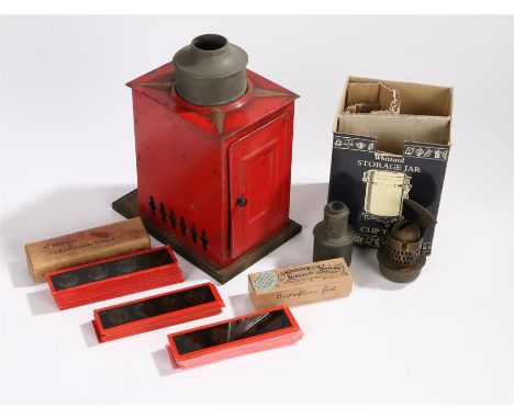 Magic lantern projector together with approximately fifty slides (qty)