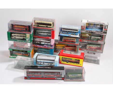 Twenty diecast 1:76 scale model coaches and buses, boxed (20)