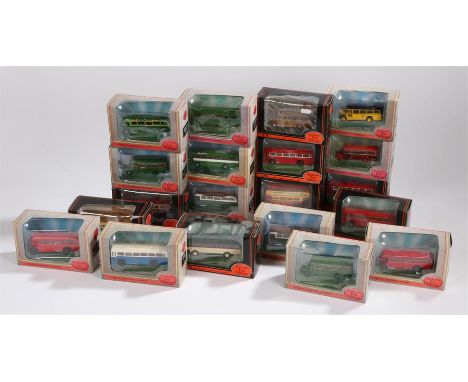 Twenty diecast 1:76 scale model coaches and buses, boxed (20)