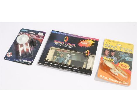 Star Trek the Motion Picture Original Film Cels depicting Captain Kirk, Dinky die cast model U.S.S. Enterprise, Ertl Star Tre