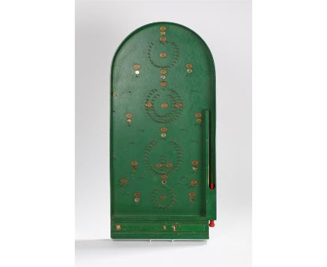 Chad Valley bagatelle board, with eight steel balls