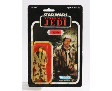 Kenner Han Solo (In Trench coat), Star Wars, Return of the Jedi, 1983, upon a 77 back unpunched card