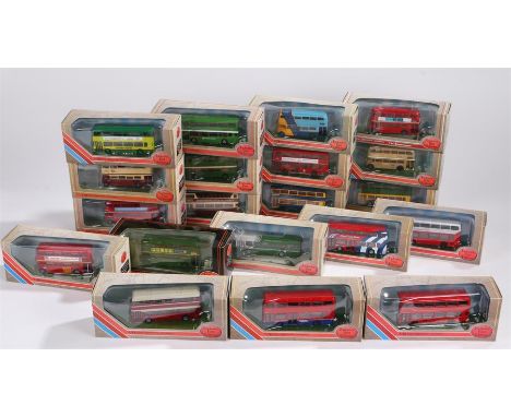 Twenty diecast 1:76 scale model coaches and buses, boxed (20)