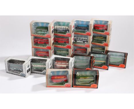 Twenty die-cast 1:76 scale model coaches and buses, boxed (20)