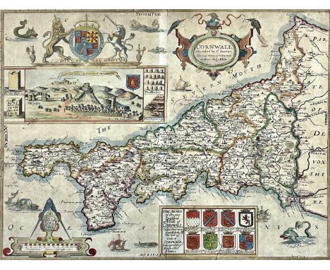 CHRISTOPHER SAXTON and LEA PHILIP. 'Cornwall Described...' 'by C. Saxton, Corrected &amp; many Additions as the Roads etc. by