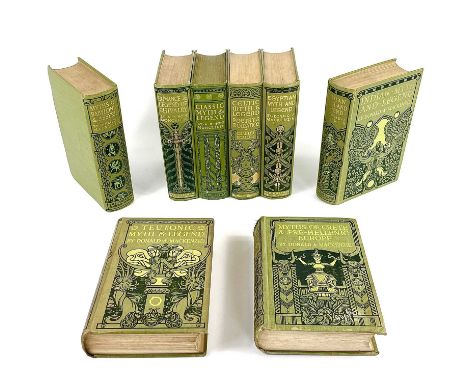 Myth and Legend in Literature, eight decorative bindings. Including Indian Myth and Legend, Myths of Crete &amp; Pre-Hellenic