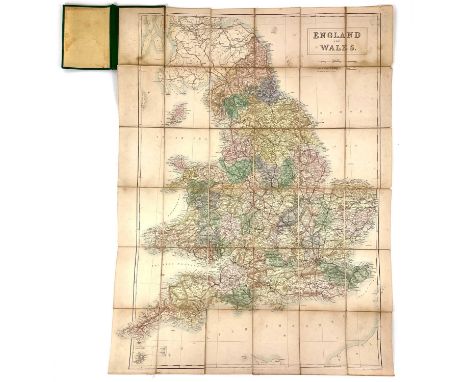 BLACK's Road &amp; Railway Map of England, folding map. Cloth backed folding map with original boards, small amount of staini