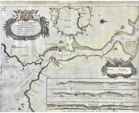 Capt GREENVILE COLLINS. 'Dartmouth'. From 'Great Britain's Coasting Pilot, being a New Survey of the Sea Coast', hand coloure