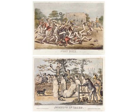 After Robert Cruickshank. 'Football', Hand coloured aquatint, engraved by George Hunt, published Thomas Mc Lean in 1827.