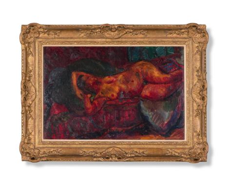 λ &nbspSIR MATTHEW SMITH (BRITISH 1879-1959)  RECLINING NUDE Oil on canvas 53.5 x 81cm (21 x 31¾ in.)Painted circa 1925.Prove