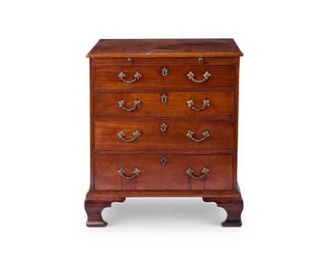 A GEORGE III MAHOGANY CHEST CIRCA 1760     The moulded rectangular top above a brushing-slide and four graduated long drawers