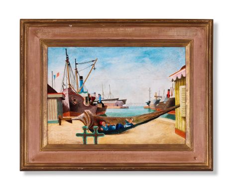 λ &nbspRICHARD EURICH (BRITISH 1903-1992)  'THE HAMMOCK': WITH ACKNOWLEDGEMENTS TO WADSWORTH Oil on panel Signed and titled `