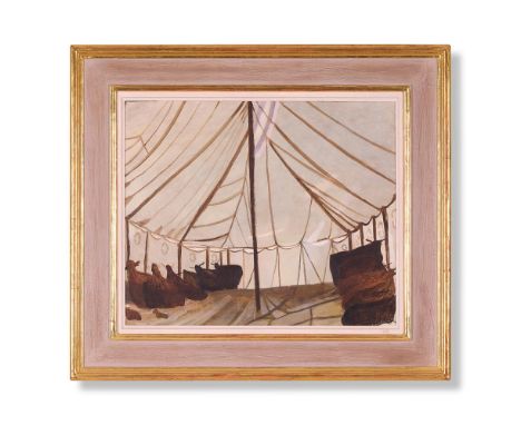λ &nbspMARY NEWCOMB (BRITISH 1922-2008)  AT THE AGRICULTURAL SHOW Oil on board Signed and dated 80 (lower right); further sig