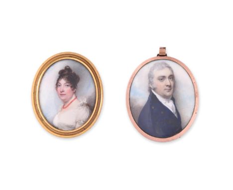 Y &nbspWILLIAM WOOD (BRITISH 1769 - 1810)  A PAIR OF PORTRAIT MINIATURES OF CATHERINE COBHAM AND HER HUSBAND JOSEPH MARTYR  S