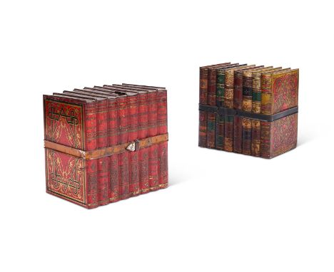 TWO HUNTLEY & PALMERS 'LITERATURE' BISCUIT TINS  EARLY 20TH CENTURY  Each in the form of a wrapped stack of books, printed "H