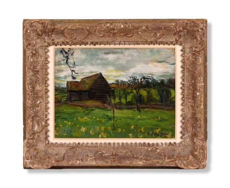 λ&nbspRUSKIN SPEAR (BRITISH 1911-1990)  A BARN IN ESSEX Oil on panel Signed (lower right) 22.5 x 30cm (8¾ x 11¾ in.)Provenanc